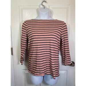 Jones new york 3/4 sleeve pink and black striped top
